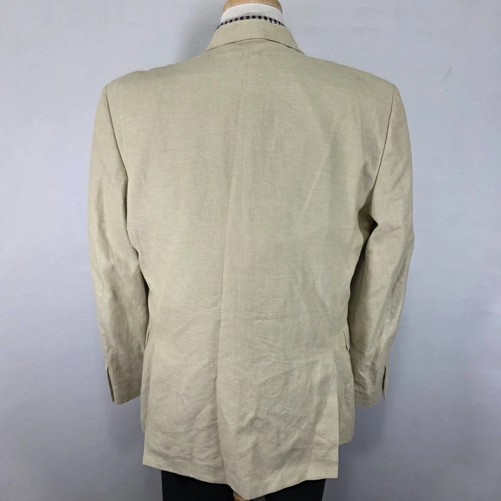 Tommy Hilfiger Men's Sport Coat Blazer Two Button Beige Linen Cotton‎ Blend 44L